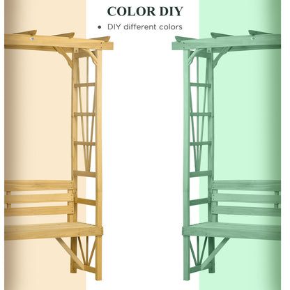 Patio Wooden Bench, Outdoor Bench for Vines/Climbing Plants, Light Brown