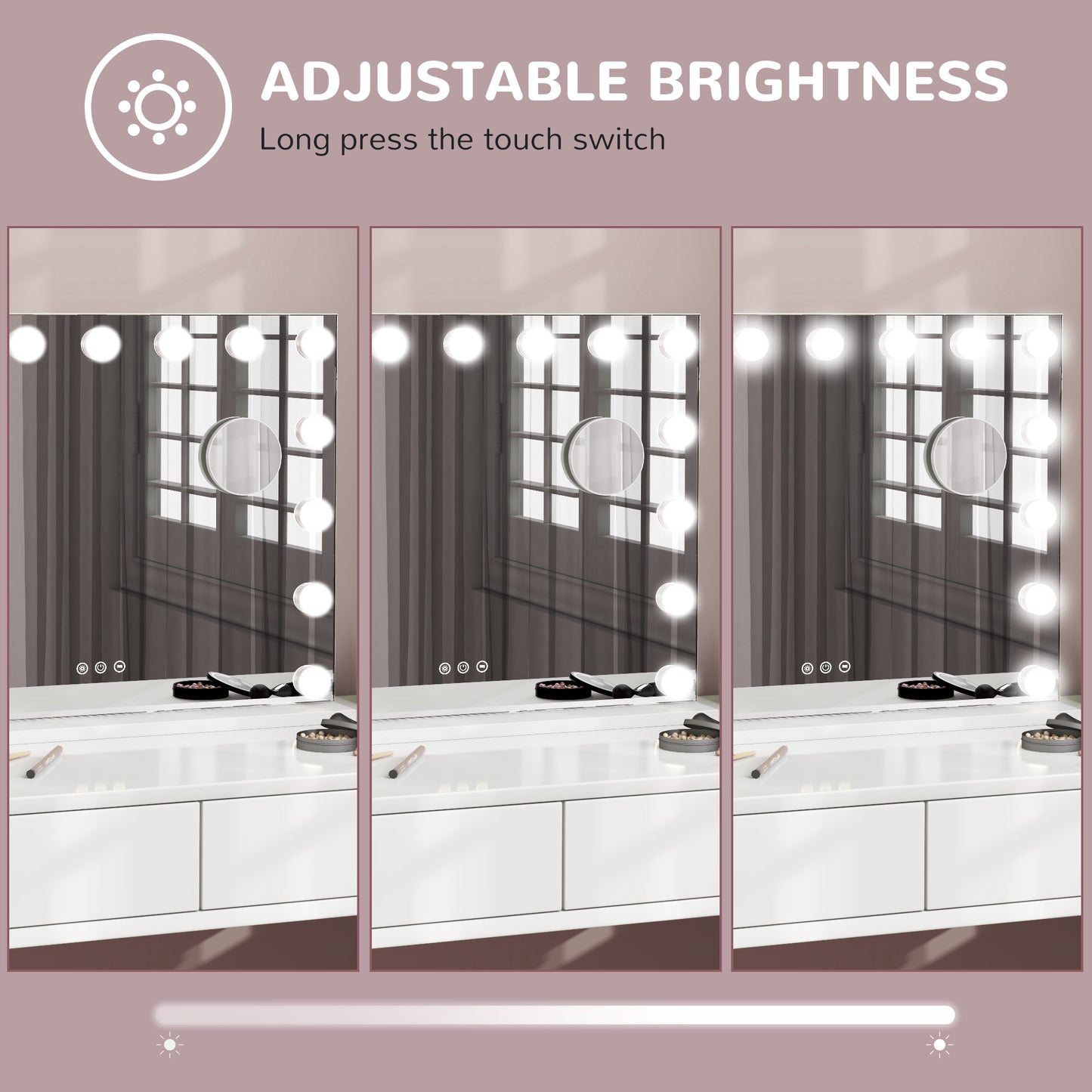 Hollywood Makeup Mirror with Lights, 3 Lighting Modes, USB Charging Port, Tabletop or Wall Mounted, White