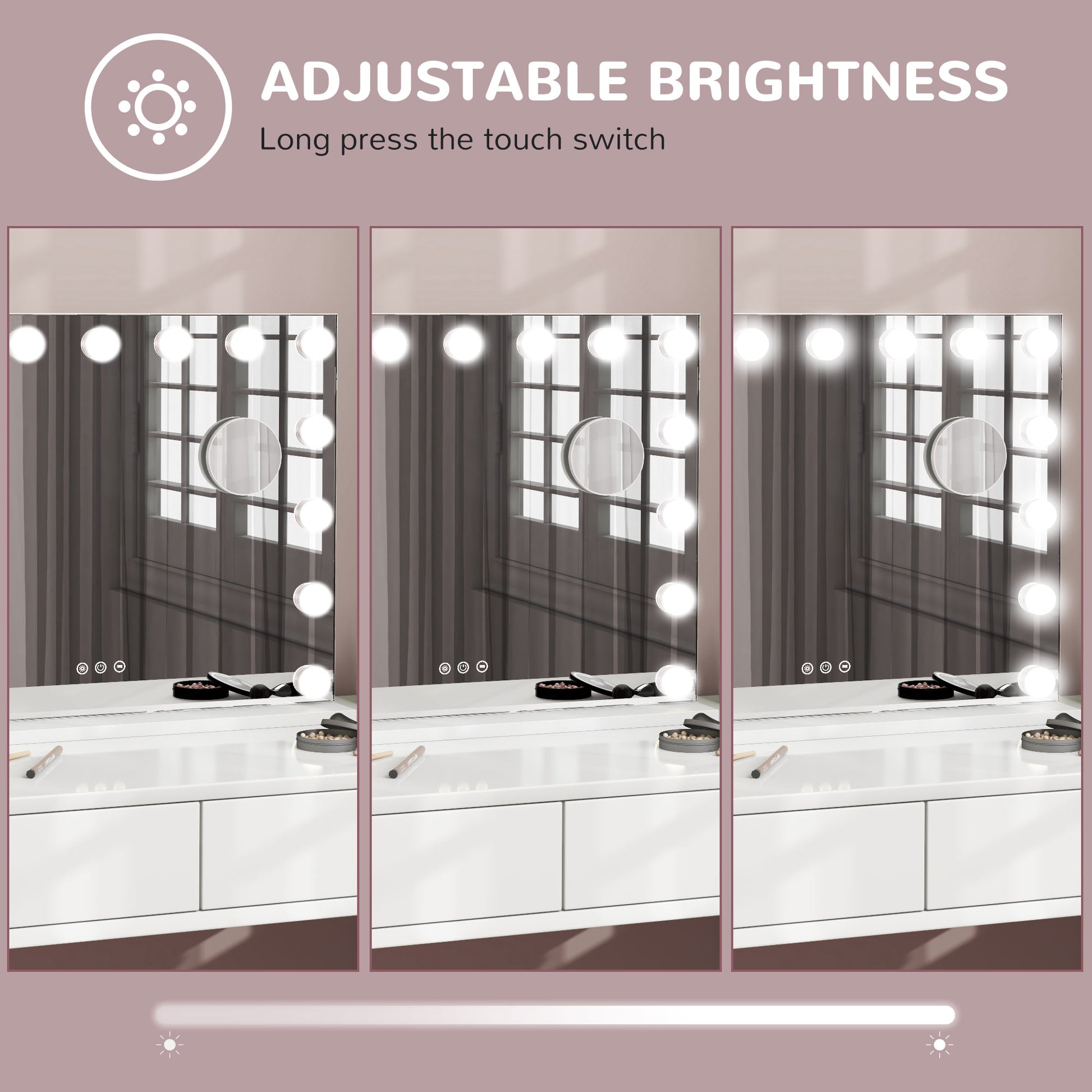 Hollywood Makeup Mirror with Lights, 3 Lighting Modes, USB Charging Port, Tabletop or Wall Mounted, White