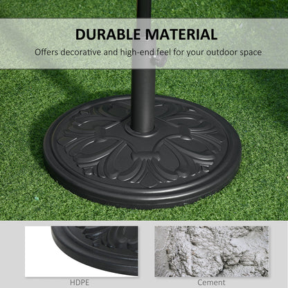 29lbs Cement Round Umbrella Base Heavy Duty 19" HDPE Parasol Stand, Black
