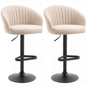 Bar Stools Set of 2, Swivel Counter Height Barstools with Back, Footrest, Adjustable Height, Beige