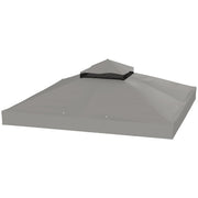 10' x 10' Gazebo Canopy Replacement Cover, 2-Tier Garden Gazebo Roof Replacement, UPF30+, TOP COVER ONLY, Grey
