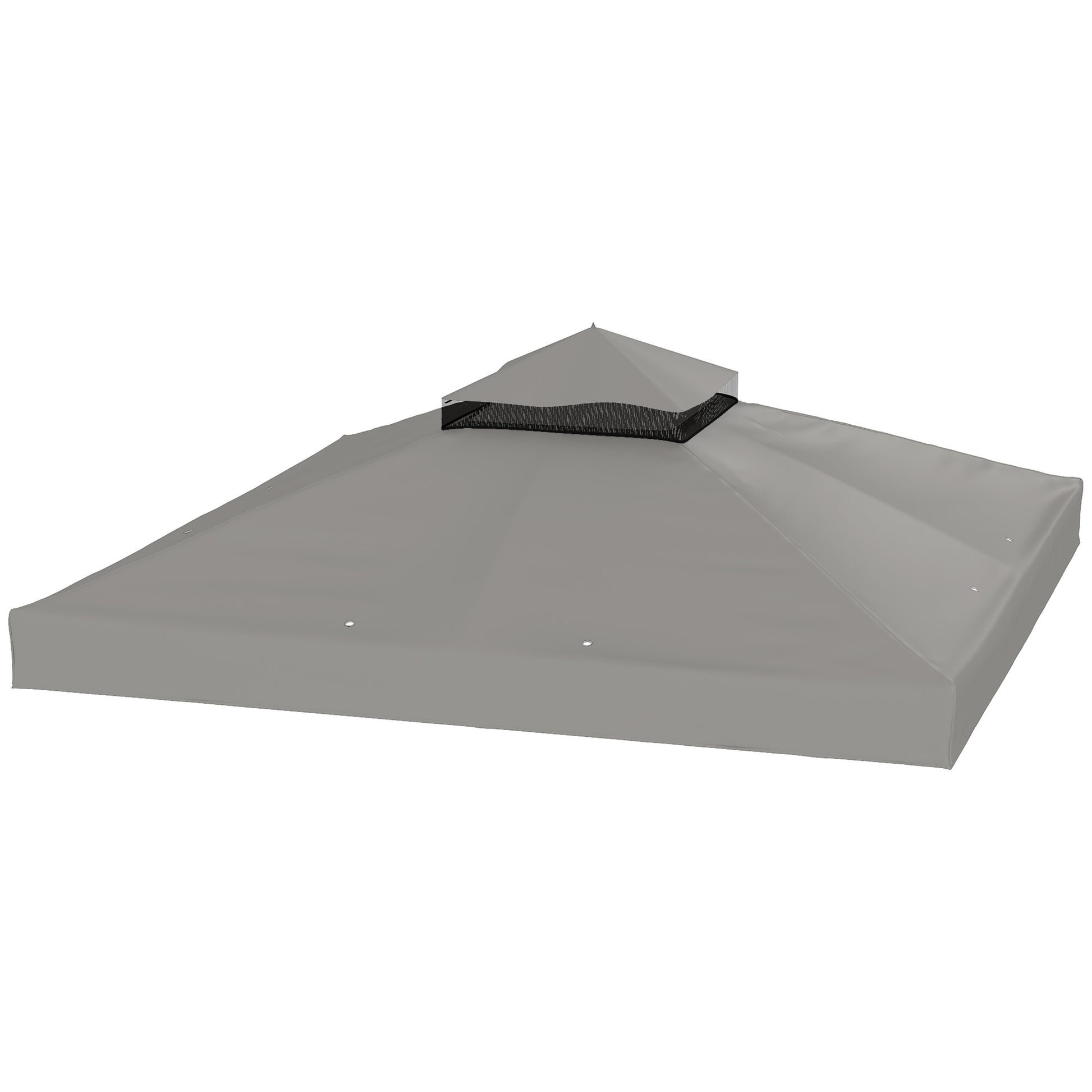 10' x 10' Gazebo Canopy Replacement Cover, 2-Tier Garden Gazebo Roof Replacement, UPF30+, TOP COVER ONLY, Grey