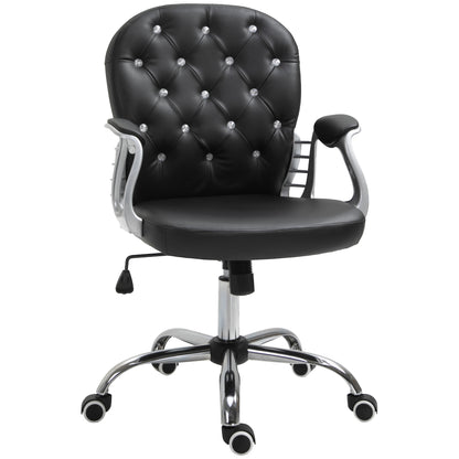 Office Chair, Comfortable Computer Desk Chair with Padded Seat and Adjustable Height, Tufted Back, Black
