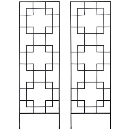 2 Pack Garden Trellis for Climbing Plants, Outdoor Metal Grid Panels for Roses, Vine Flower, Cucumber, Clematis, 72" Tall