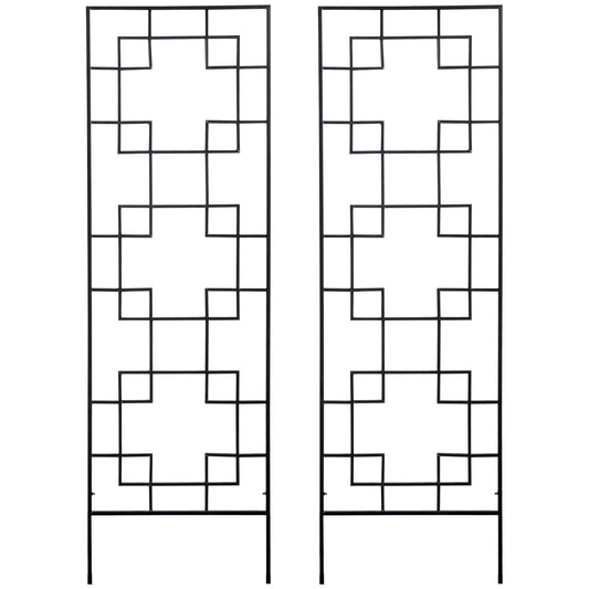 2 Pack Garden Trellis for Climbing Plants, Outdoor Metal Grid Panels for Roses, Vine Flower, Cucumber, Clematis, 72" Tall