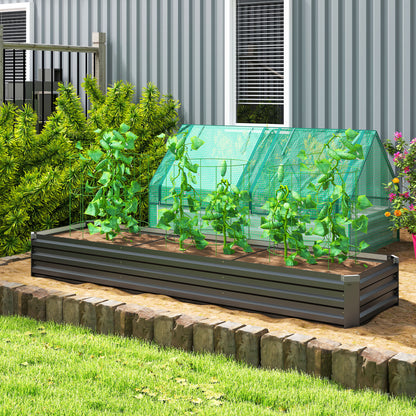 8'x2'x1' Galvanized Raised Bed, Large Elevated Planter Box for Growing Flowers, Herbs and Vegetables, Dark Grey