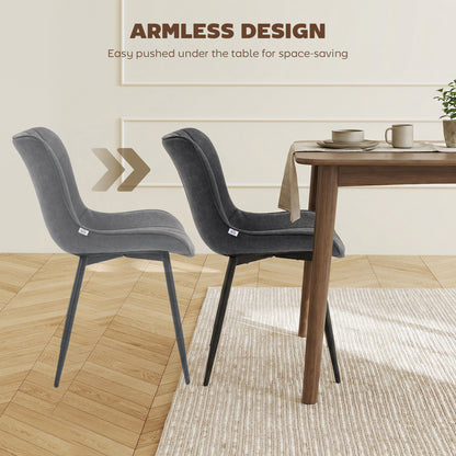 Dining Chairs Set of 4, PU Leather Upholstered Kitchen Chairs with Backrest and Steel Legs, Black