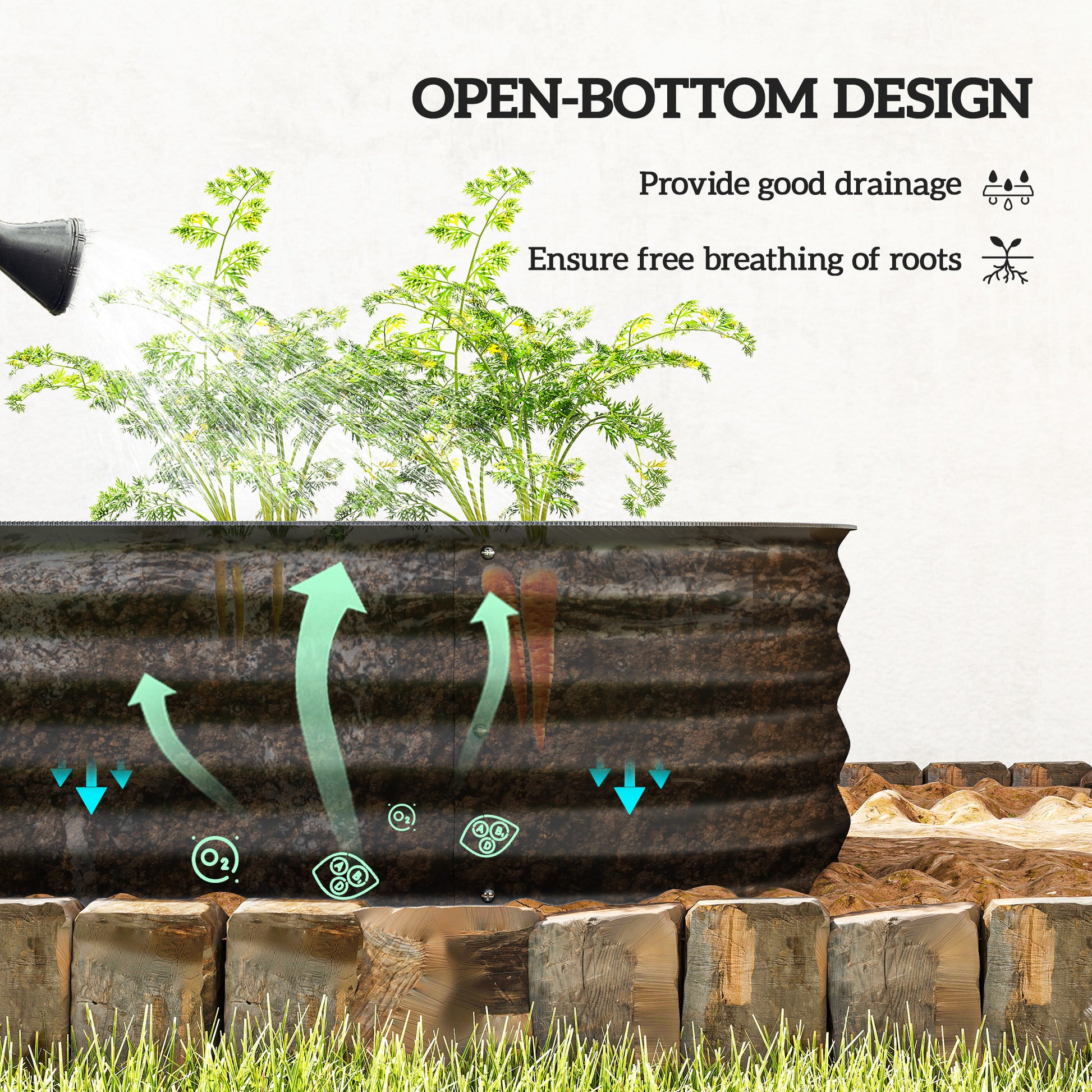 4.9 x 2 x 1ft Galvanized Raised Garden Bed Kit, Metal Planter Box with Safety Edging, Black