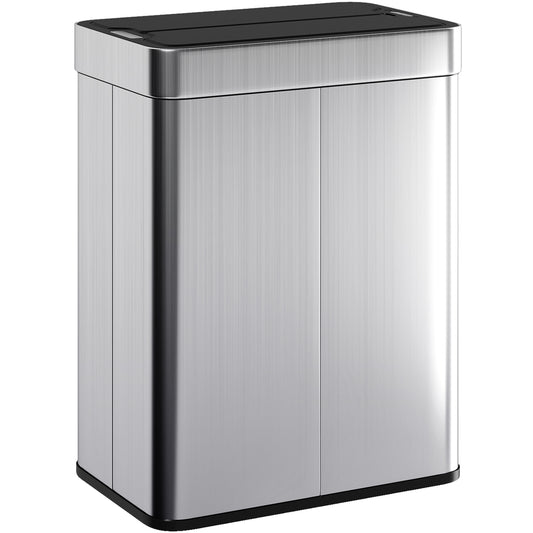 13.2 Gallon Sensor Can, Automatic Garbage Can with Soft-Close Butterfly Lid, Fingerprint-Proof Stainless Steel, Silver