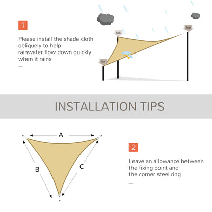 Triangle 10' x 10' x 10' Outdoor Sun Shade Sail, Garden Cover UV Block Fabric Canopy for Patio, Deck, Sand