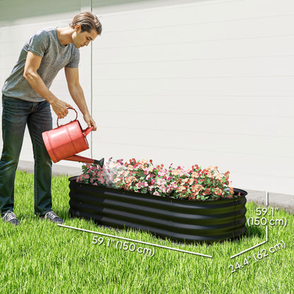 4.9 x 2 x 1ft Galvanized Raised Garden Bed Kit, Metal Planter Box with Safety Edging, Black