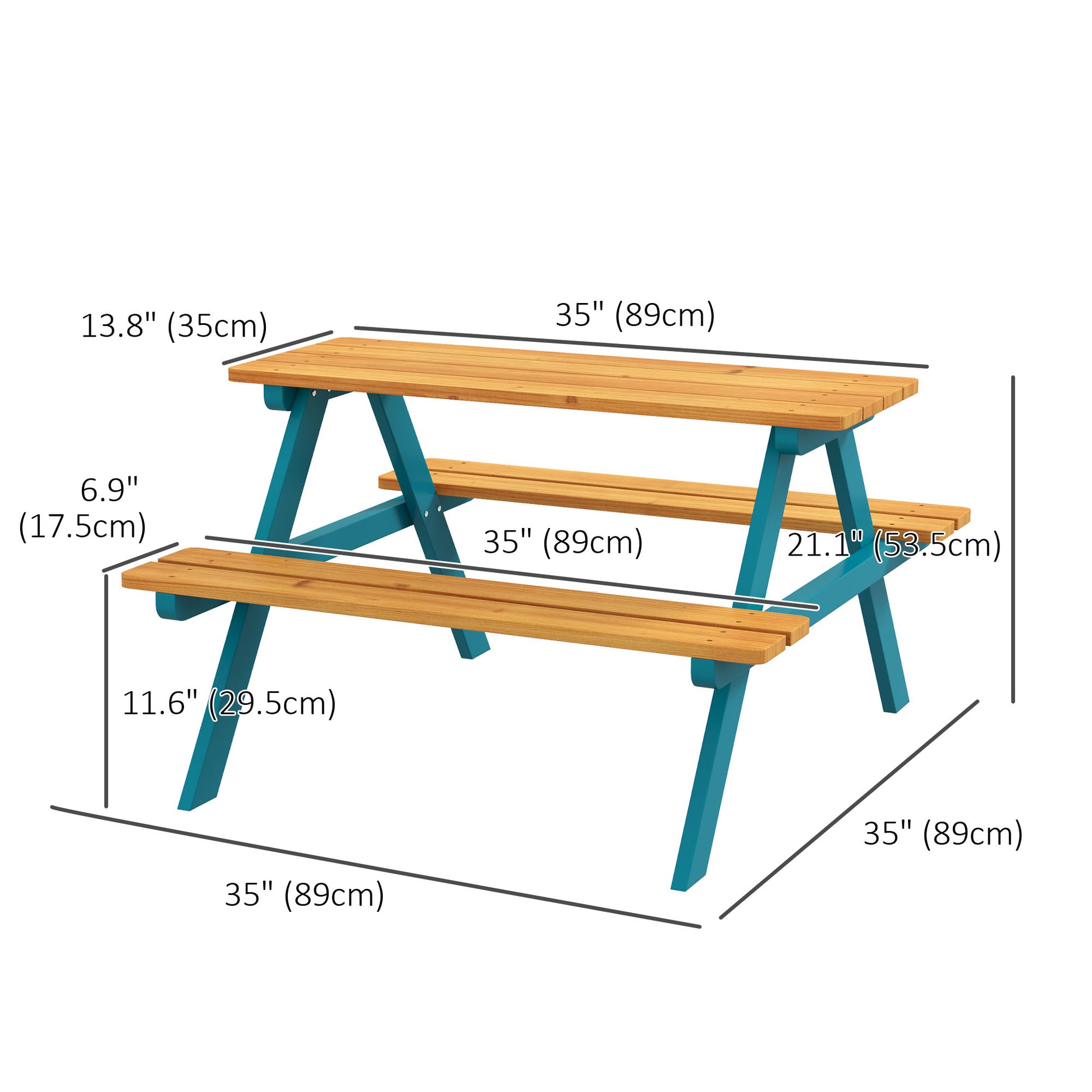 Kids Outdoor Table Set Wooden Toddler Picnic Table and Benches for 4 Kids 3-8 Years, Easy Installation, Natural Wood