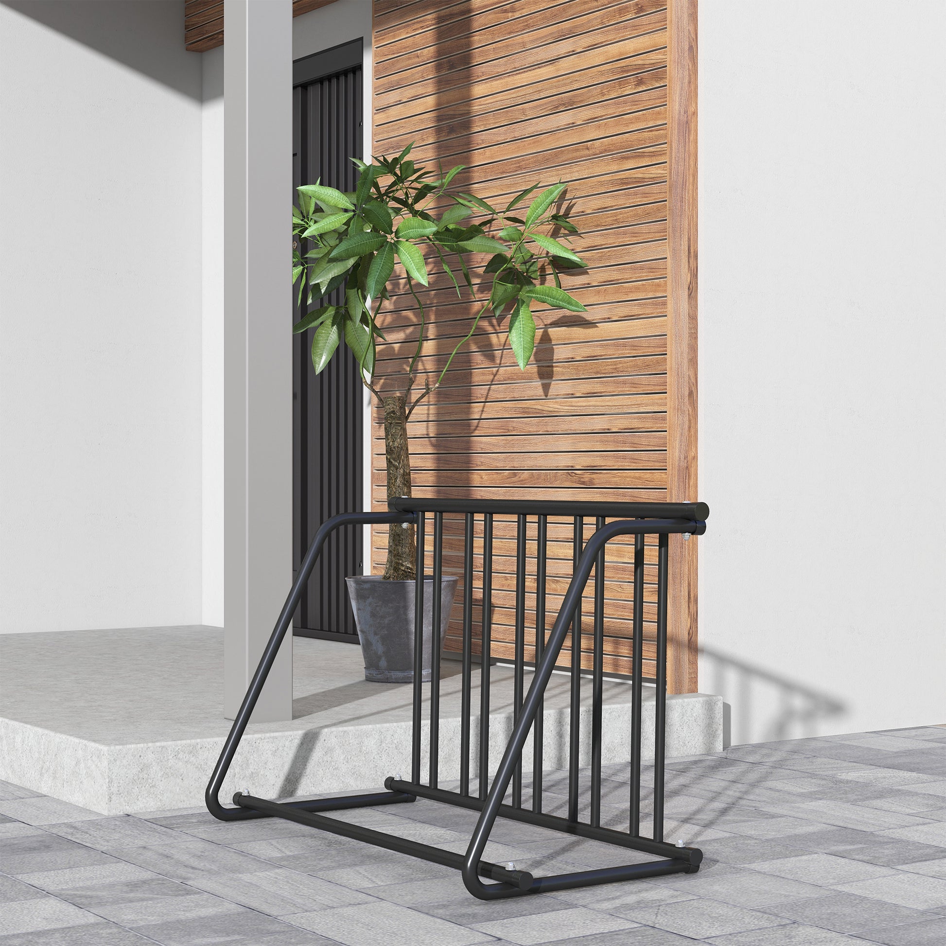 Soozier All-Steel Bike Rack, 45" Bike Stand, 3-Bike Capacity, Single-Side, for Garages Streets Yards Schools