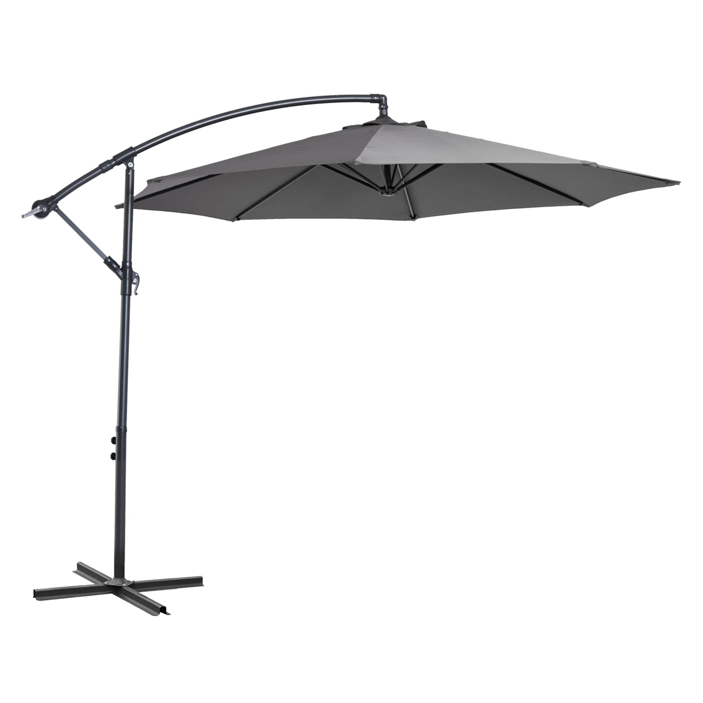 9.7ft Offset Patio UmbrellaCantilever Parasol with Crank Handle, 8 Ribs and Cross Base for Outdoor, Sun Shade, Cream
