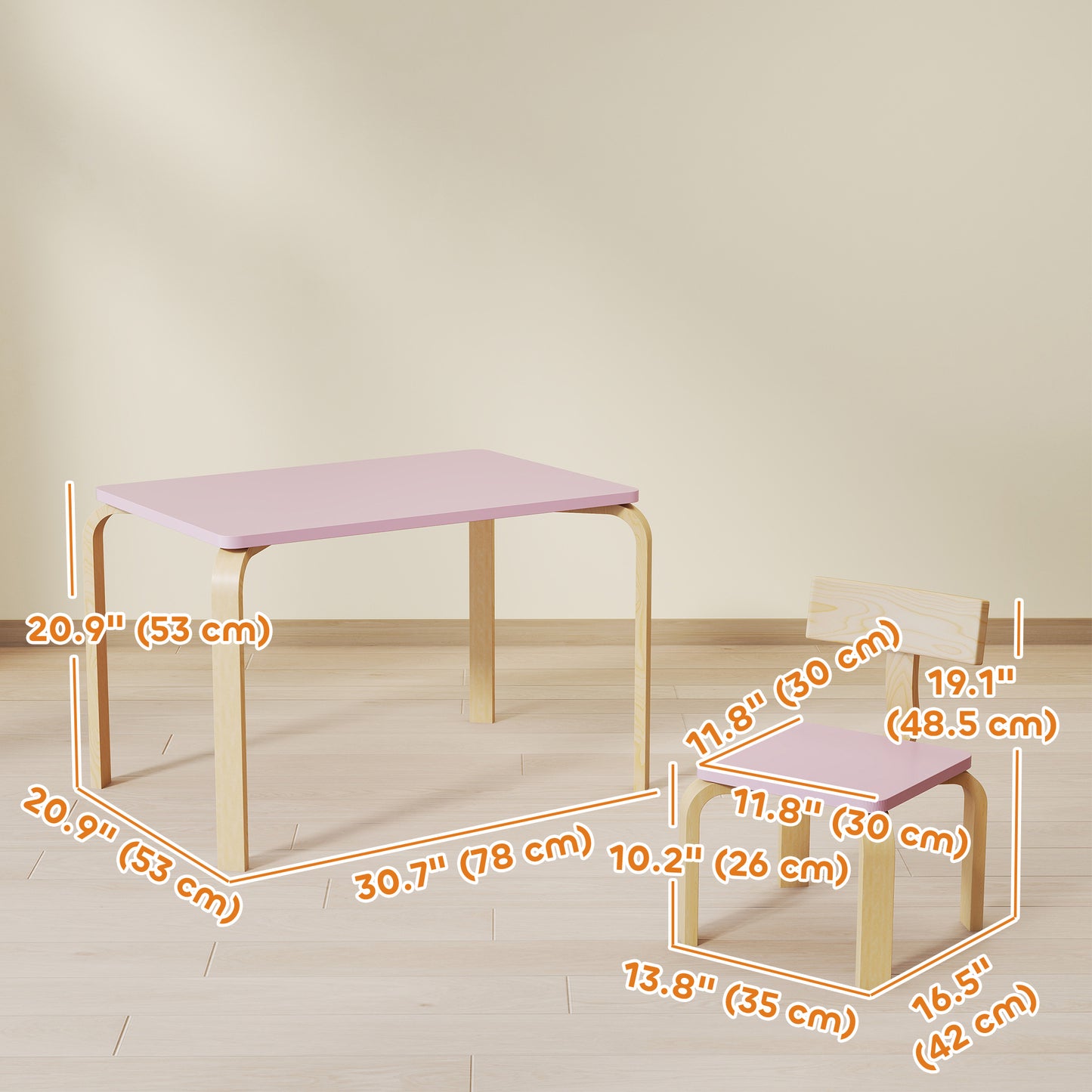 Qaba Kids Table and 2 Chair Set, Children Multi-Activity Furniture Set for Playing, Learning, Eating, Craft, Pink