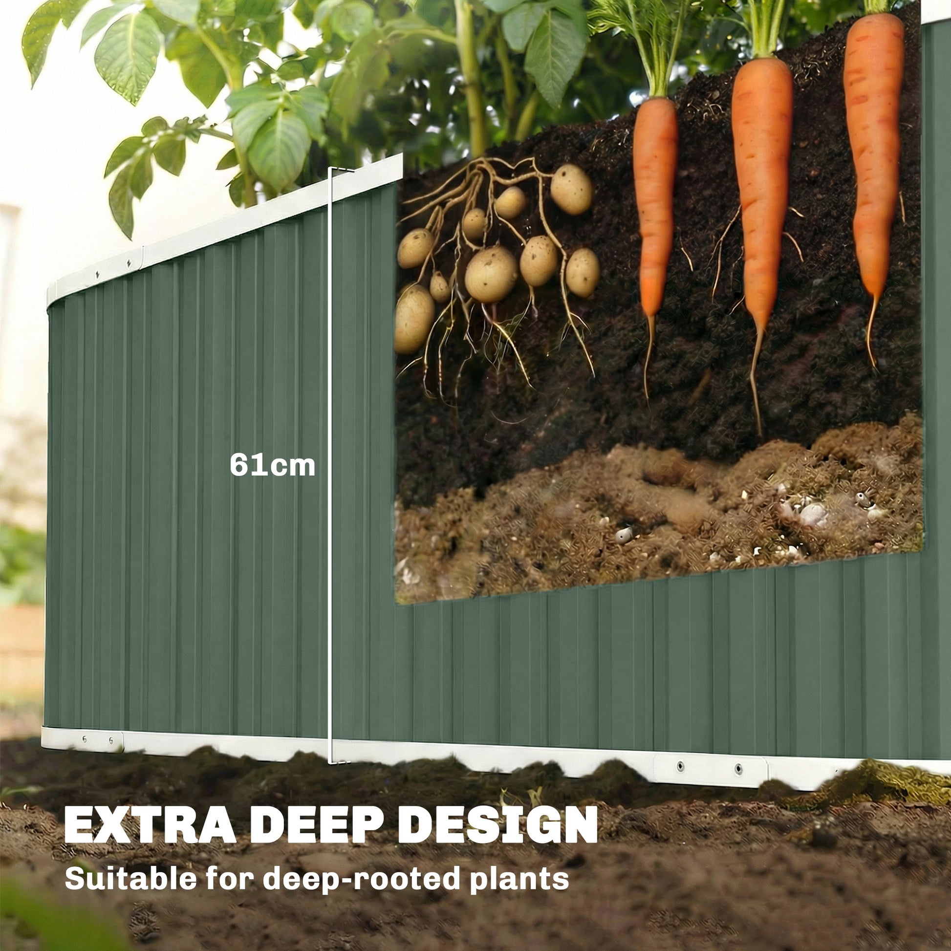 Galvanized Raised Garden Bed, Deep Root Planter Box, Outdoor Garden Bed with Plant Labels, 7' x 2' x 2', Light Green