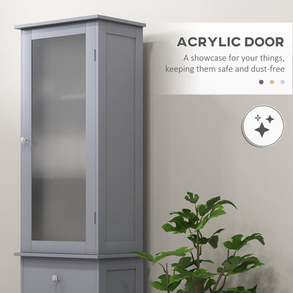 Tall Bathroom Cabinet, Bathroom Storage Cabinet with Drawers, 2 Doors and Adjustable Shelves, Grey