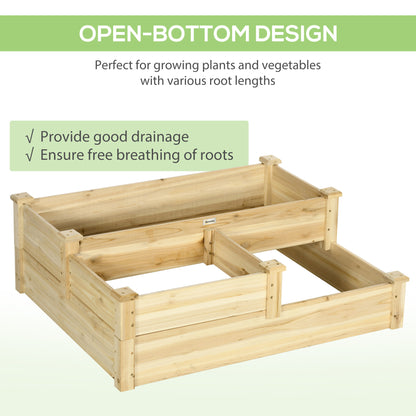 3 Tier Raised Garden Bed, 42.5" x 34.6" x 14.2" Wooden Raised Planter Box Kit for Growing Vegetables, Herbs, Flowers, Natural