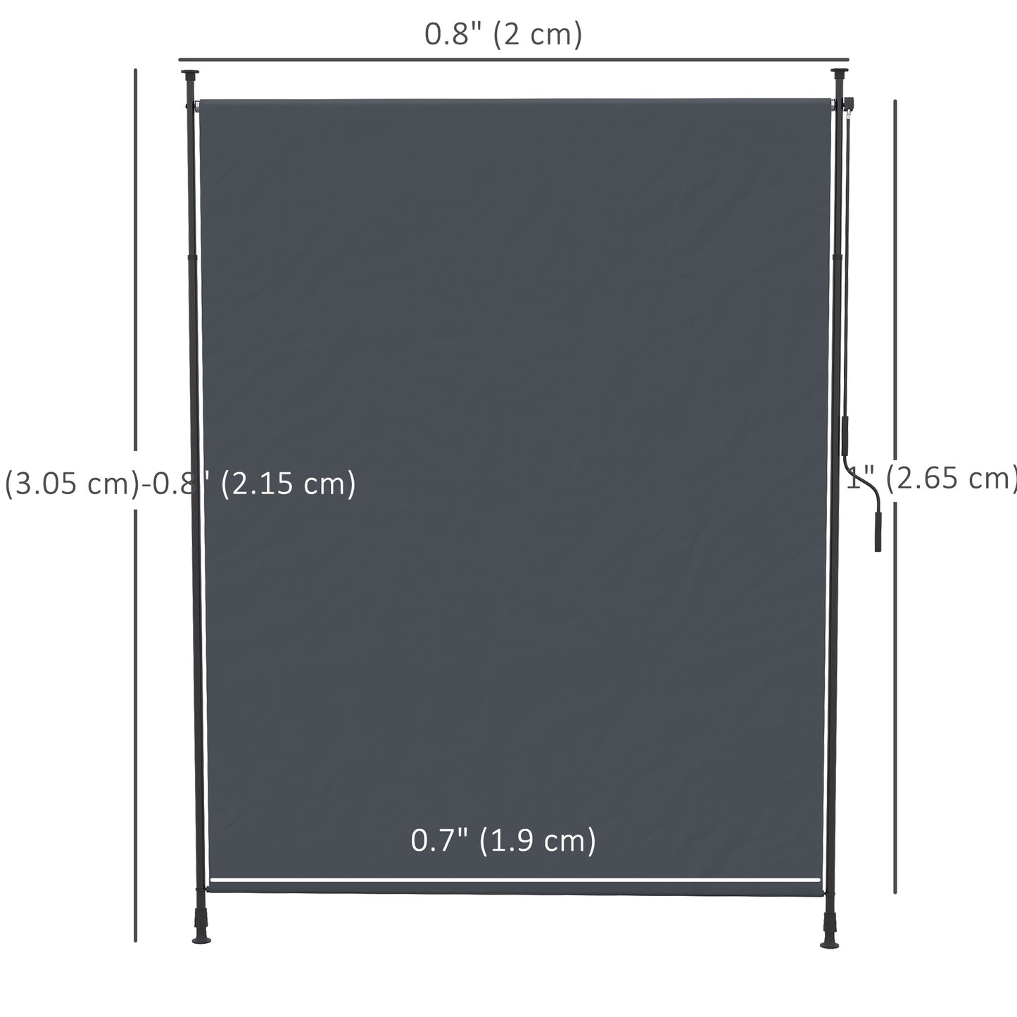 7' x 10' Retractable Patio Awning, Manual Outdoor Privacy Screen with UPF40+ & Water-Resistant Fabric, Grey