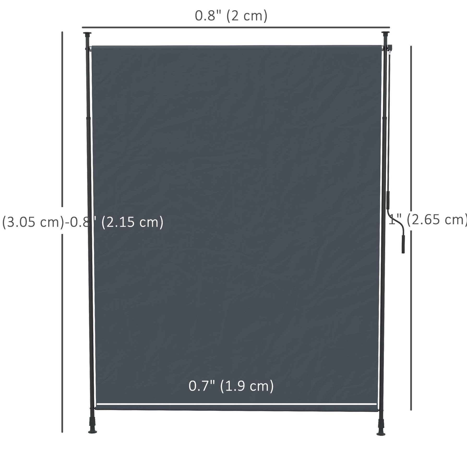 7' x 10' Retractable Patio Awning, Manual Outdoor Privacy Screen with UPF40+ & Water-Resistant Fabric, Grey
