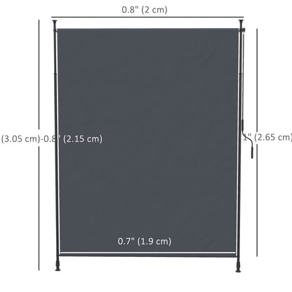 7' x 10' Retractable Patio Awning, Manual Outdoor Privacy Screen with UPF40+ & Water-Resistant Fabric, Grey