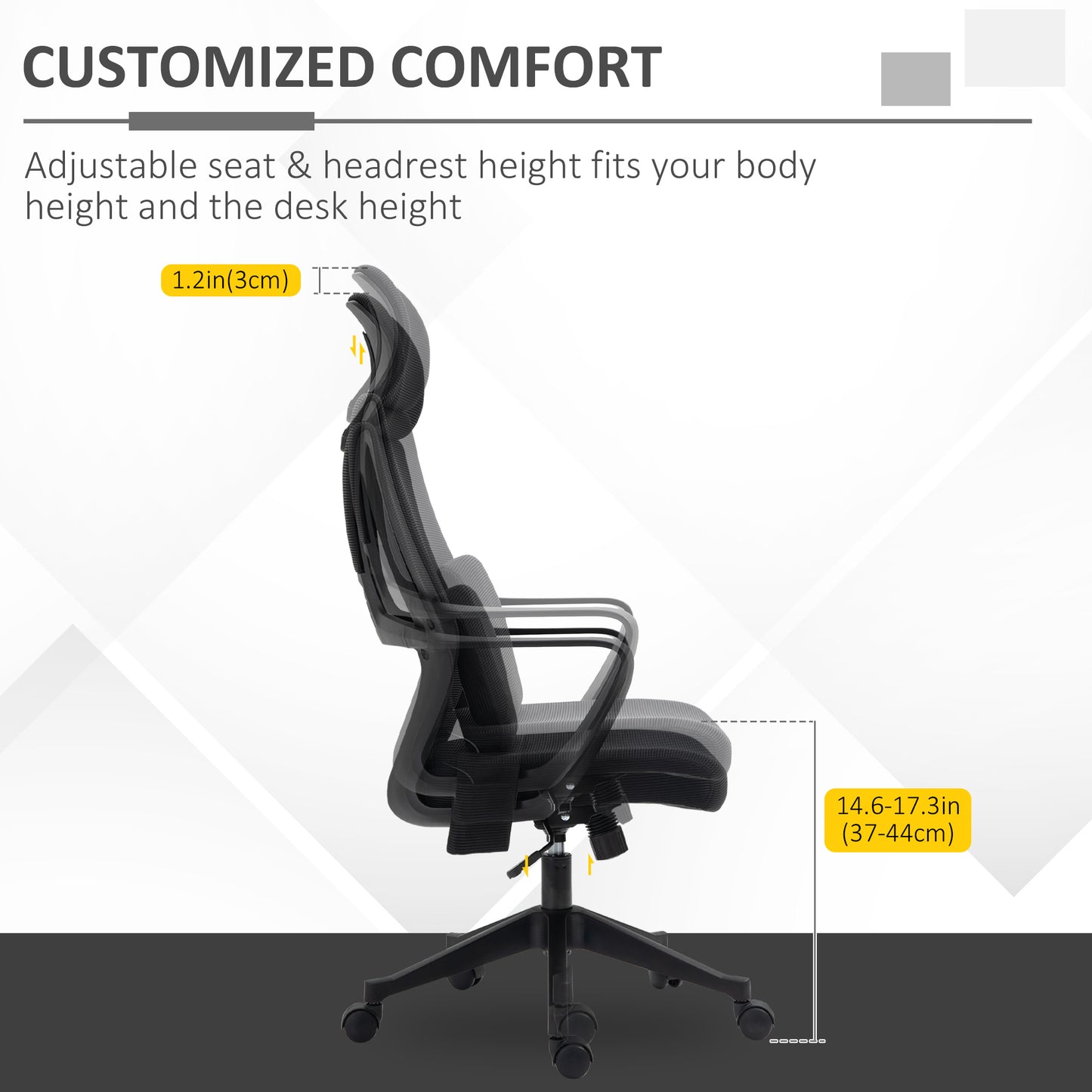 Office Chair High Back, Ergonomic Mesh Computer Chair Executive Task Chair with Massage Lumbar Support & Headrest Rocking