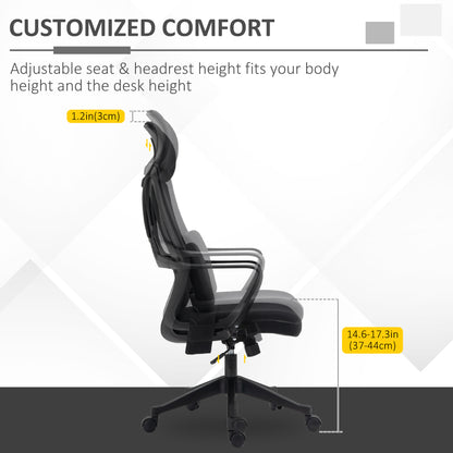 Office Chair High Back, Ergonomic Mesh Computer Chair Executive Task Chair with Massage Lumbar Support & Headrest Rocking