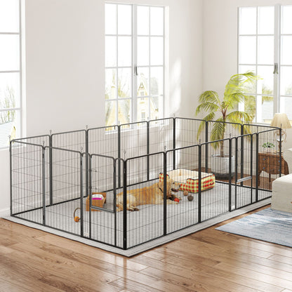 16 Panels Dog Playpen with Strap, Portable & DIY, for Large Dogs, for Yard, RV, Camping, Garden, 47" Height