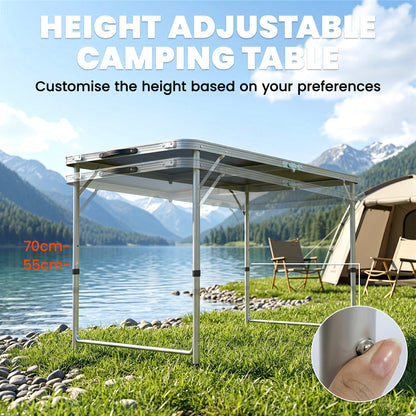 Folding Picnic Table Camping Table and Chairs Use for BBQ Picnic Garden Parties 47.2" L x 23.6" W x 21.7" -27.6" H Black