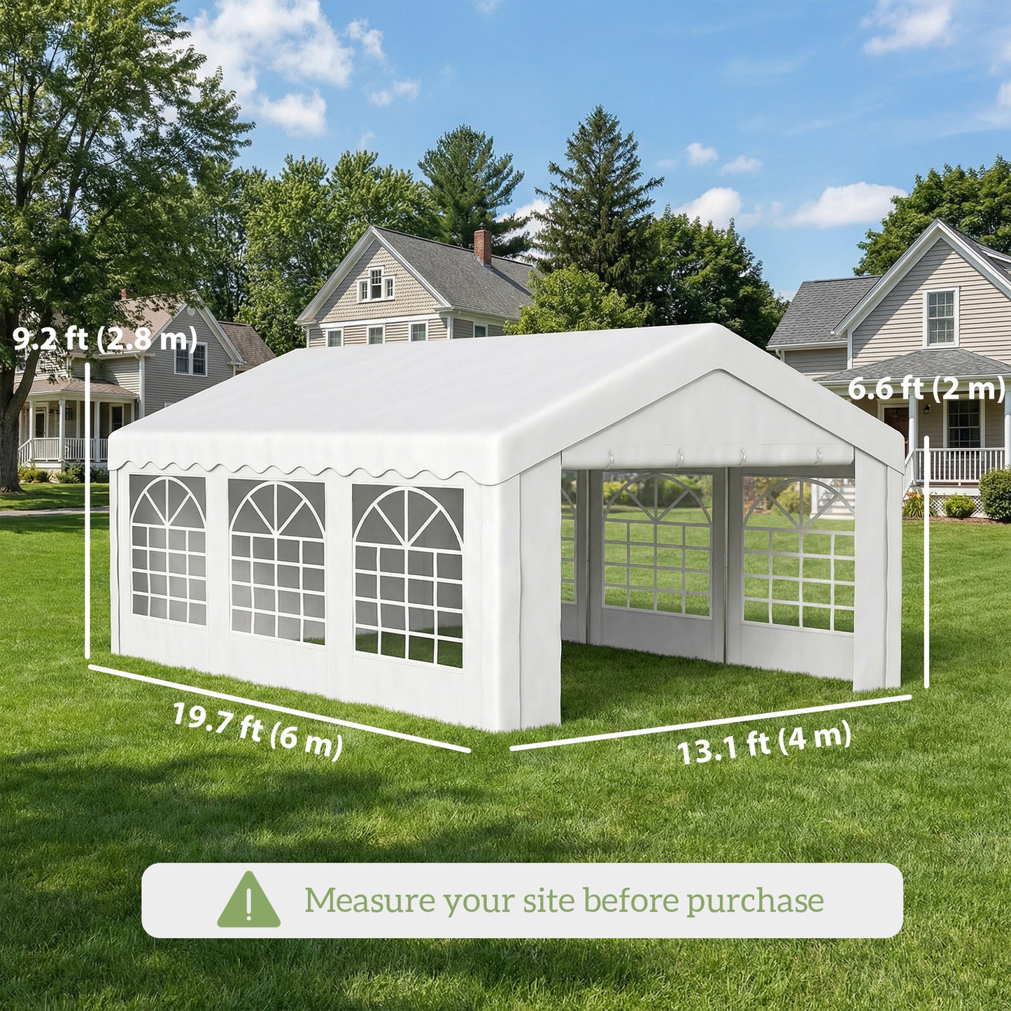20'x13' Heavy Duty Event Tent Gazebo Portable Sun Shelter with Sidewalls White