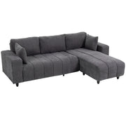 Sectional Couch with Integrated Seat, 3 Seater L-Shaped Sofa with Changeable Chaise, Spring Cushion, 2 Pillows, Grey