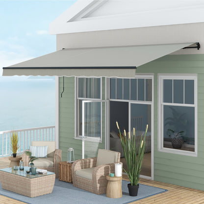 15' x 10' Retractable Awning, 280gsm UV Resistant Sunshade Shelter, for Deck, Balcony, Yard, Light Grey