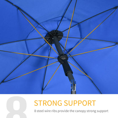 6ft Beach Umbrella, Outdoor Sun Shade Parasol with Push Button Tilt, Ruffled UV50+ Vented Canopy, Blue