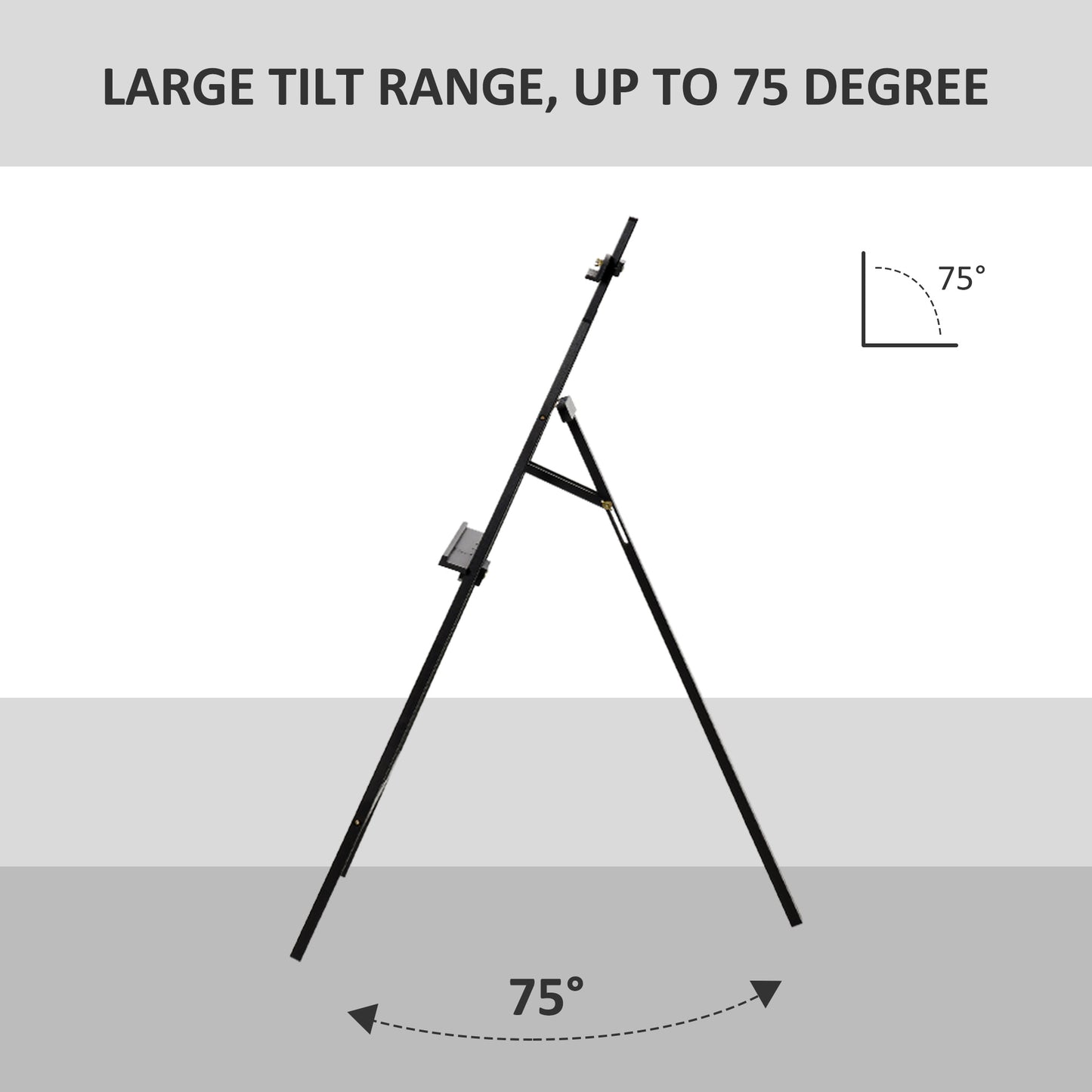 55" Pine Wood Painting Easel Stand, Adjustable Folding Art Easel, Tilts up to 75° for Adults, Begginners and Students, Black