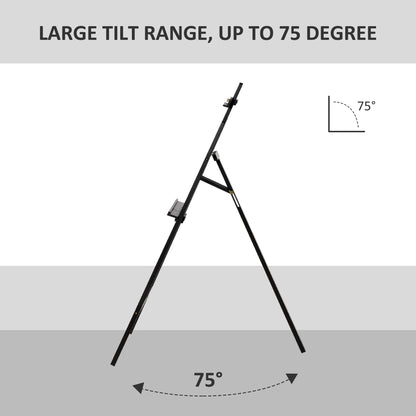 55" Pine Wood Painting Easel Stand, Adjustable Folding Art Easel, Tilts up to 75° for Adults, Begginners and Students, Black