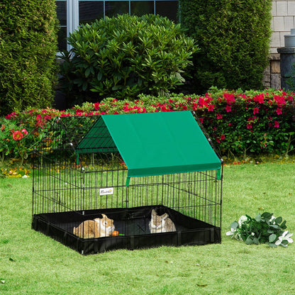 Metal Outdoor Small Animal Cage for Rabbits and Cats, Black