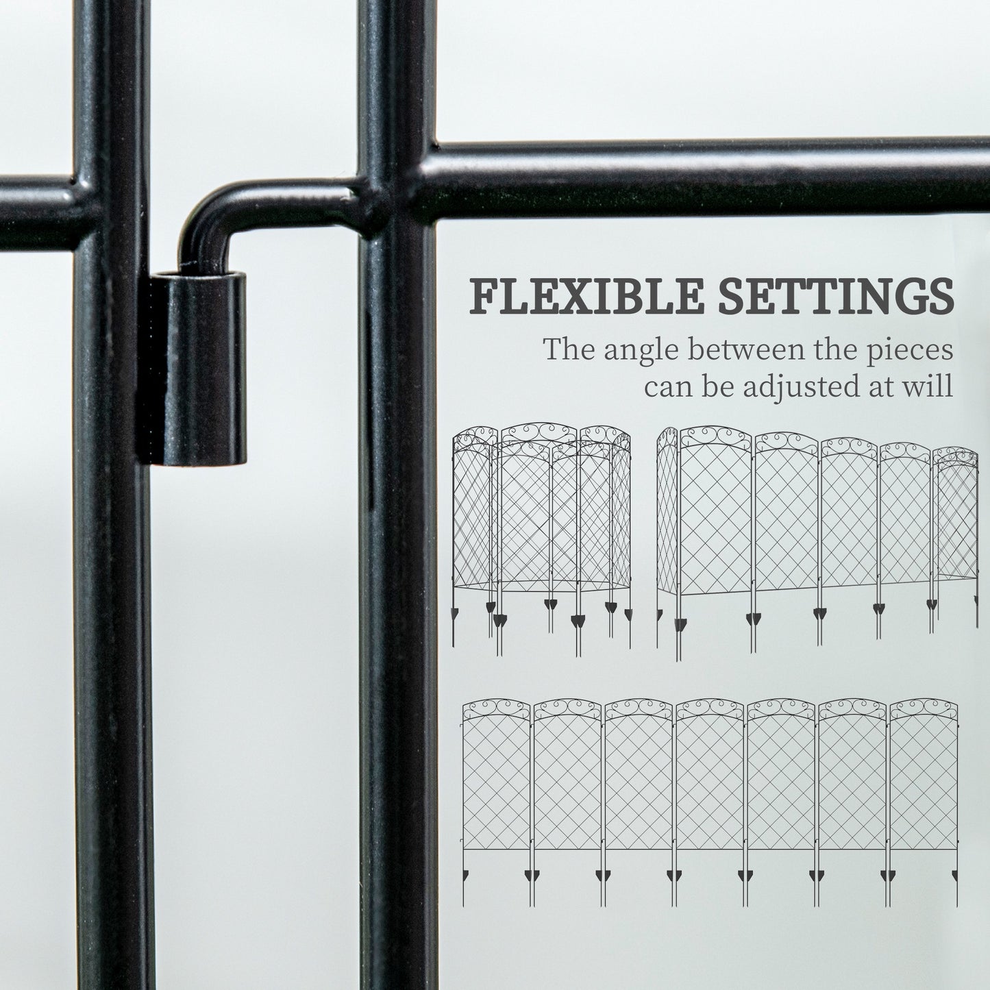 7 Pack Garden Fencing for Yard, Decorative Fence Panels as Animal Barrier and Flower Edging, Black