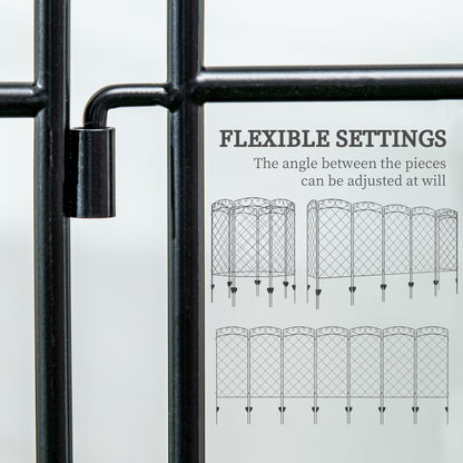 7 Pack Garden Fencing for Yard, Decorative Fence Panels as Animal Barrier and Flower Edging, Black