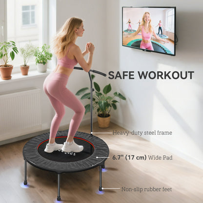 Soozier 39" Mini Exercise Trampoline w/ Adjustable T-Bar Indoor Fitness Rebounder Black