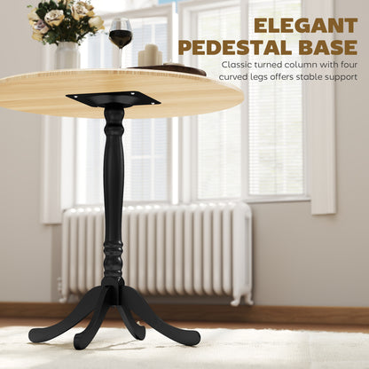 Dining Table for 2-4 People, Modern Round Kitchen Table with Pedestal Steel Base, 80cm, Natural Wood and Black