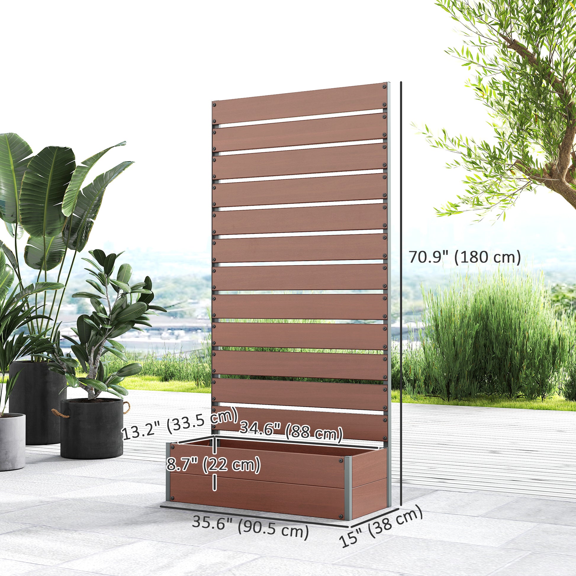 Raised Garden Bed with Trellis, Outdoor Climbing Plant Planter Box, Durable Garden Support Structure for Patio and Backyard, Light Brown