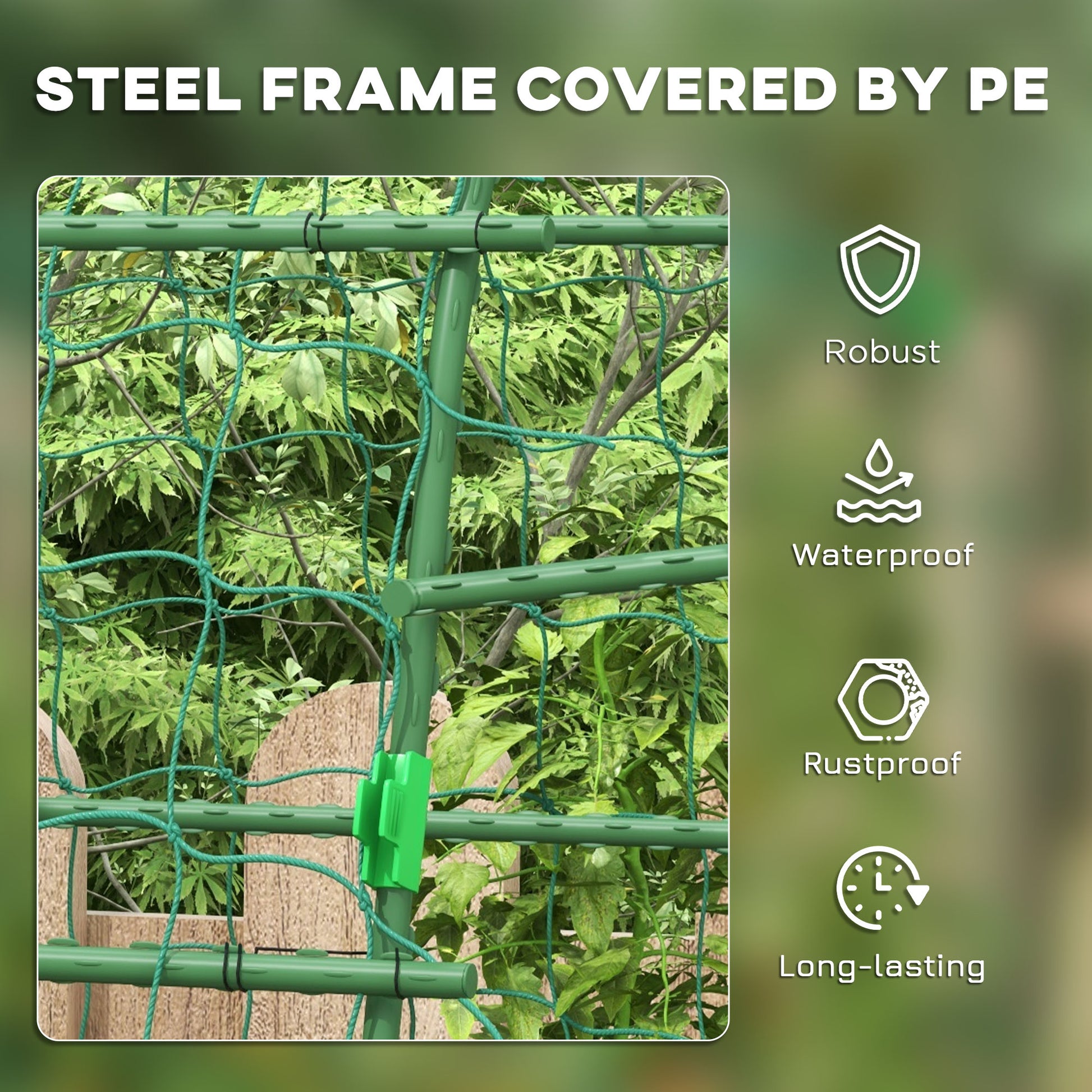 Arched Garden Trellis w/ Climbing Net Metal Cucumber Plant Trellis A-Frame for Climbing Plants 57" x 66" x 81"