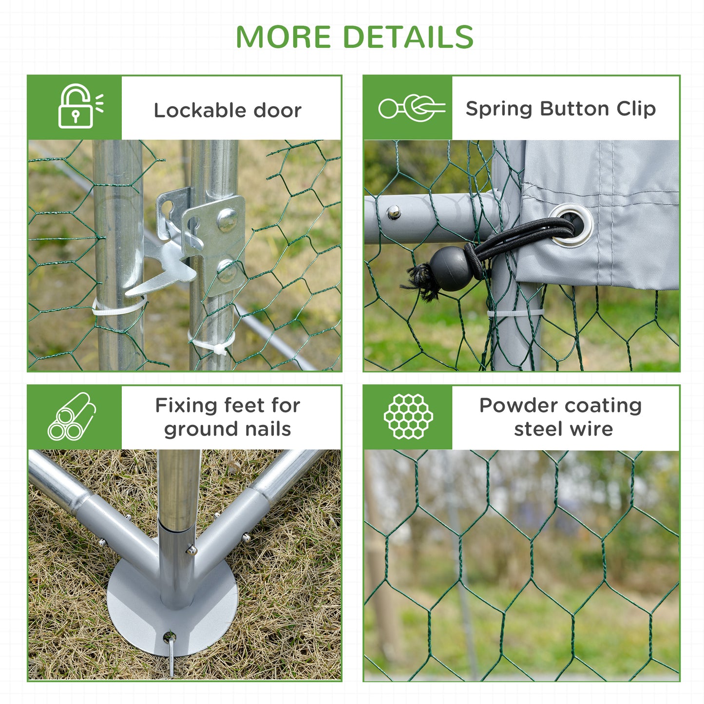 Galvanized Large Metal Chicken Coop Cage Walk-in Enclosure Poultry Hen Run House Playpen Rabbit Hutch with Cover for Outdoor Backyard 9.2' x 18.7' x 6.5' Silver