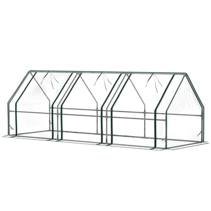 Portable Mini Greenhouse Tunnel Growing Tent Plants Flower Warm House w/ Zippered Roll-up Doors, Clear