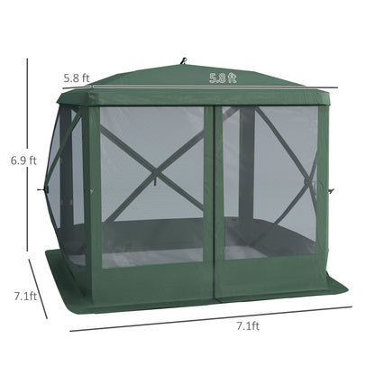 Pop-Up Tent, Foldable Screen Tent with Carry Bag, Zippered Door and Ground Stakes, Fits 3-4 People, Green