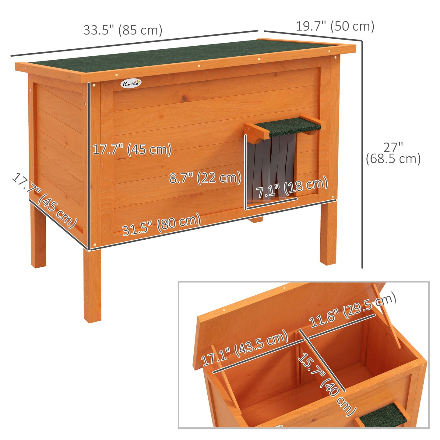 Outdoor Insulated Cat House with Asphalt Roof, Removable Floor, for Cats, Small Animals