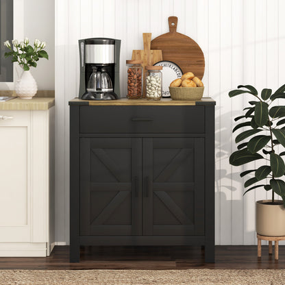 Sideboard Buffet Cabinet, Farmhouse Kitchen Storage Cabinet w/ Drawer and Shelf for Living Room, Entryway