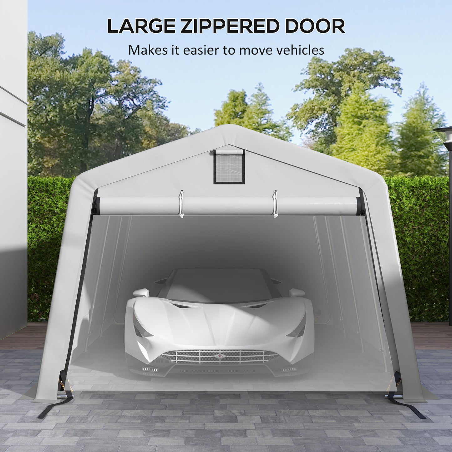 11' x 20' Portable Garage, Heavy Duty Carport Canopy with Ventilation Windows and Large Roll-up Door, Grey