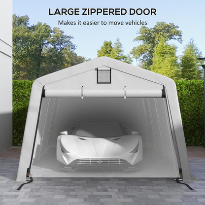 11' x 20' Portable Garage, Heavy Duty Carport Canopy with Ventilation Windows and Large Roll-up Door, Grey